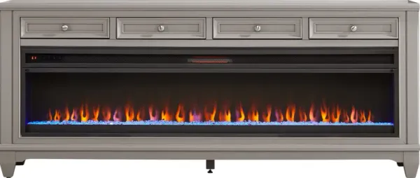 Hilton Head Gray 80 in. Console with Electric Fireplace
