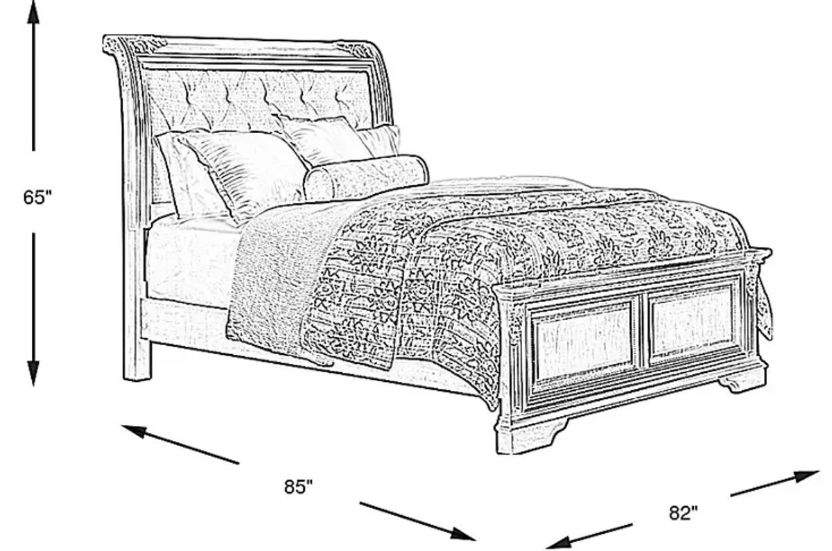 Fuller Brown Cherry 3 Pc King Upholstered Sleigh Bed