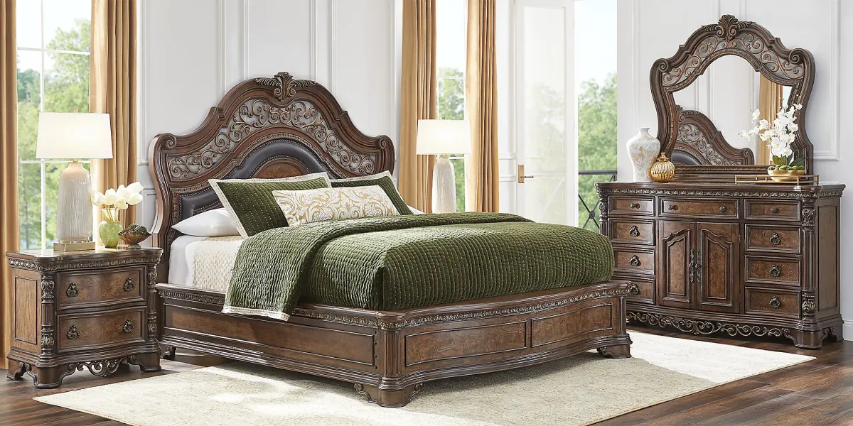 Yorkshire Manor Brown 8 Pc King Panel Bedroom