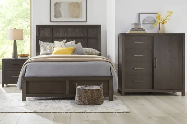 Woodley Dark Brown 5 Pc Queen Panel Bedroom