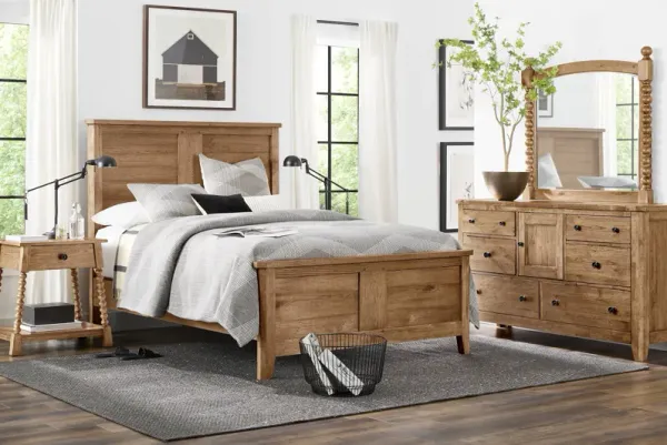 Hargrove Light Oak 7 Pc Queen Panel Bedroom