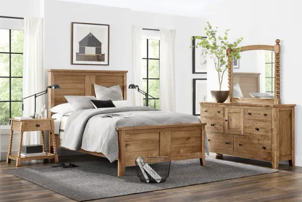 Hargrove Light Oak 7 Pc Queen Panel Bedroom