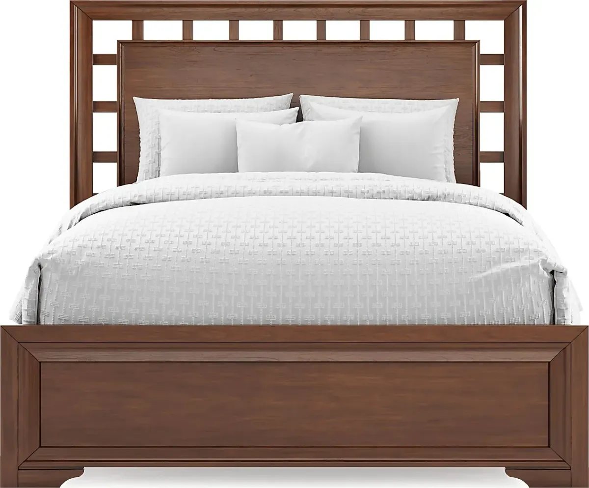 Belcourt Brown Cherry 3 Pc Queen Lattice Bed