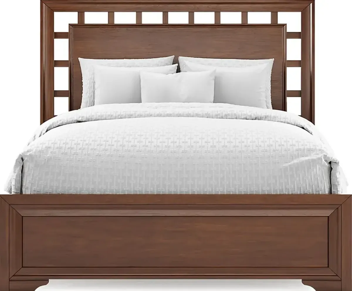 Belcourt Brown Cherry 3 Pc Queen Lattice Bed