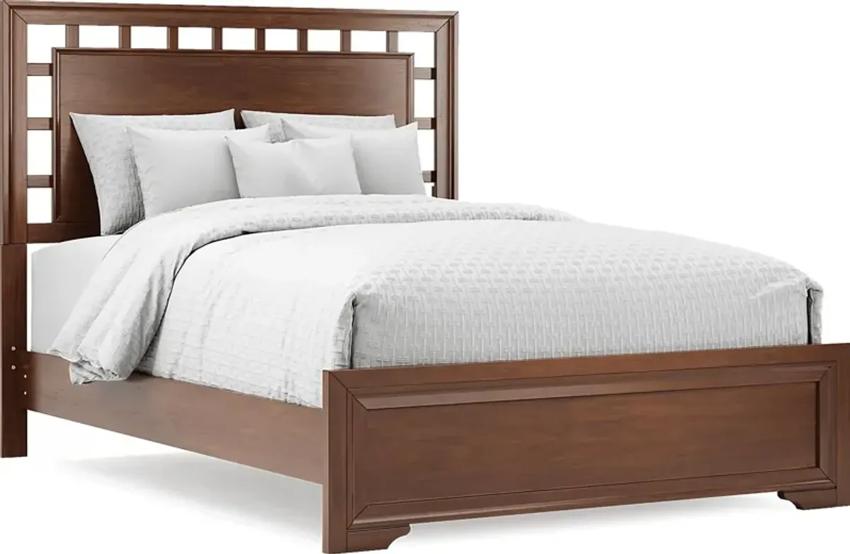 Belcourt Brown Cherry 3 Pc Queen Lattice Bed