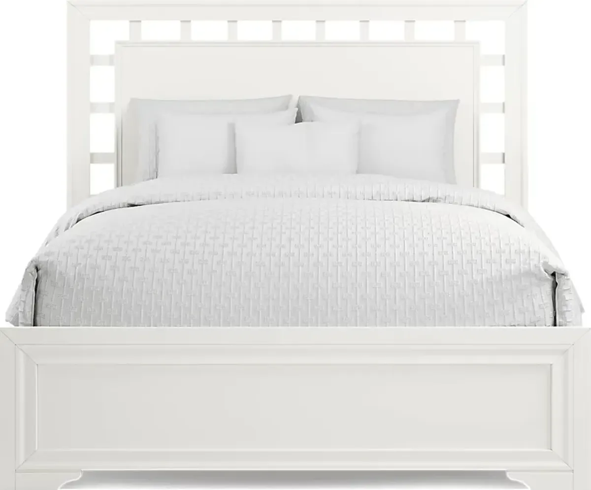 Belcourt White 3 Pc Queen Lattice Bed