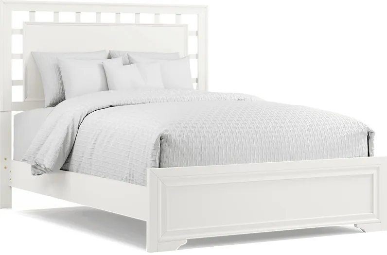Belcourt White 3 Pc Queen Lattice Bed