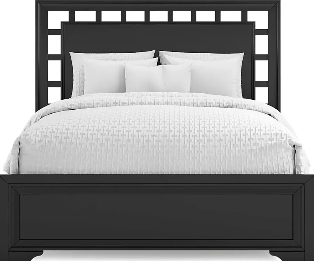 Belcourt Black 3 Pc Queen Lattice Bed