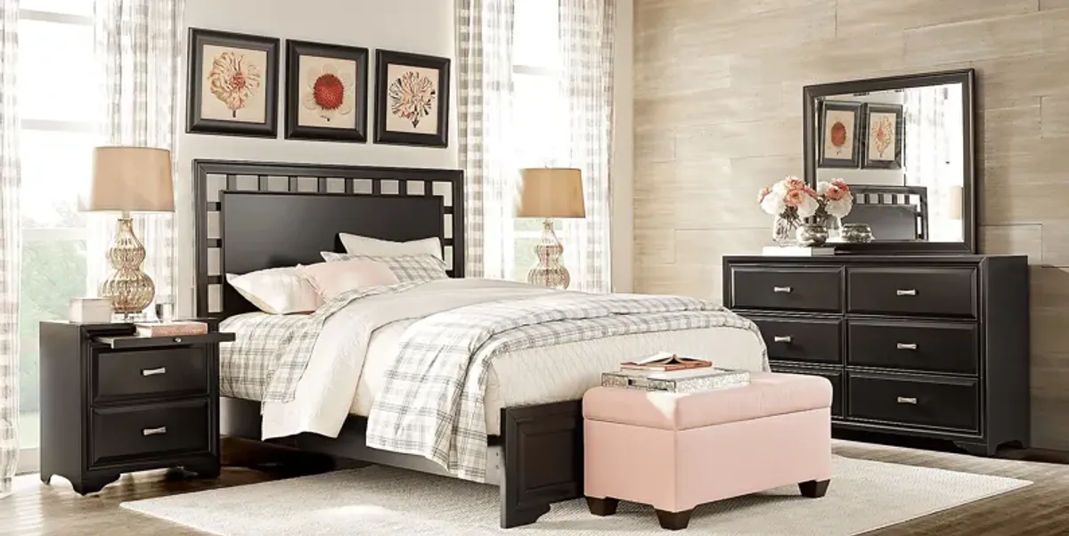 Belcourt Black 3 Pc Queen Lattice Bed