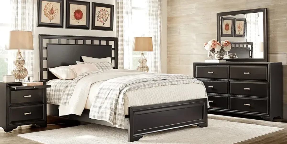 Belcourt Black 3 Pc Queen Lattice Bed