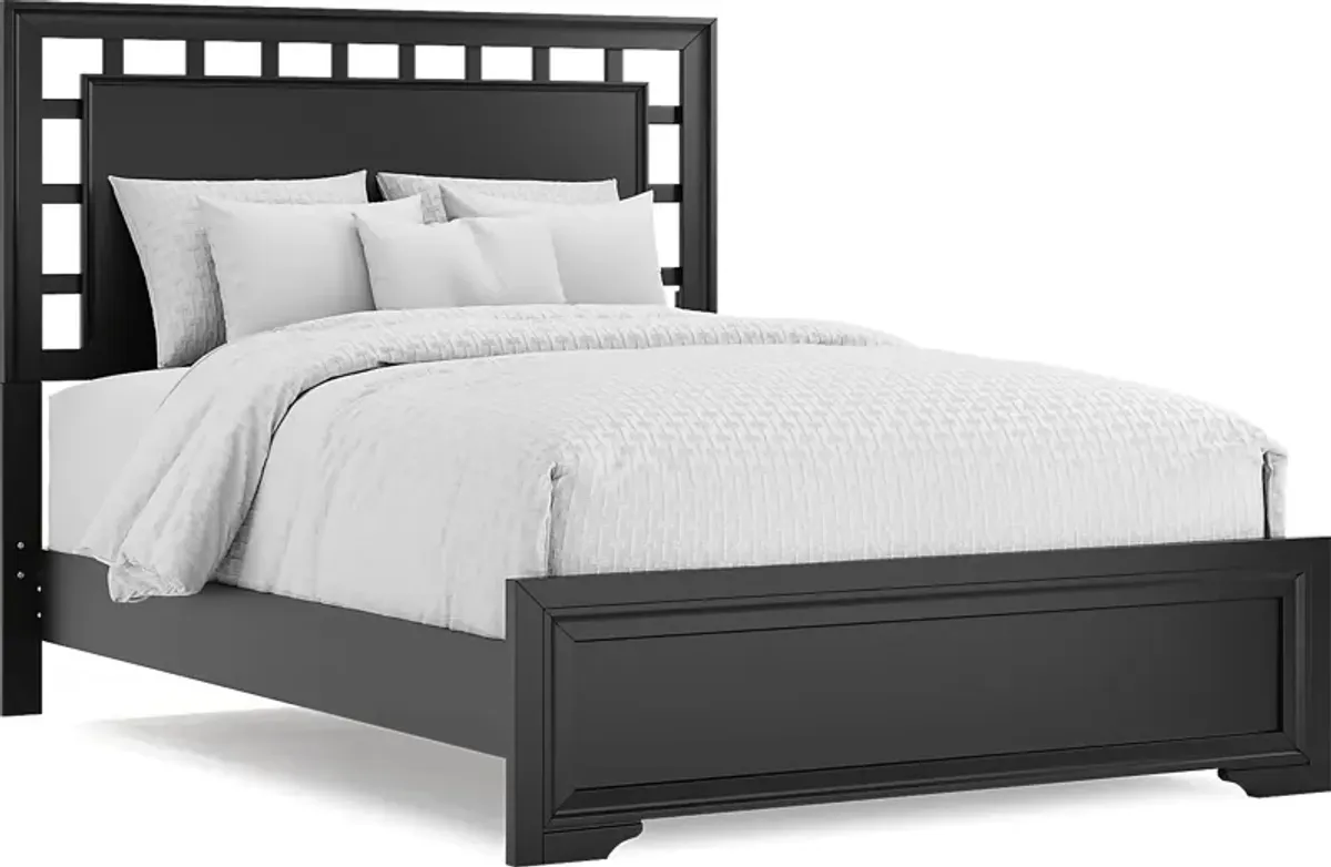 Belcourt Black 3 Pc Queen Lattice Bed