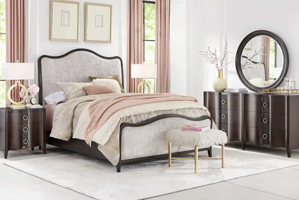 Bradbury Brown Cherry 5 Pc King Upholstered Bedroom