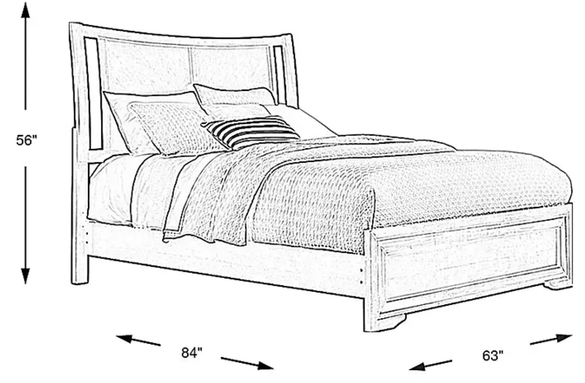 Belcourt Brown Cherry 3 Pc Queen Curved Sleigh Panel Bed