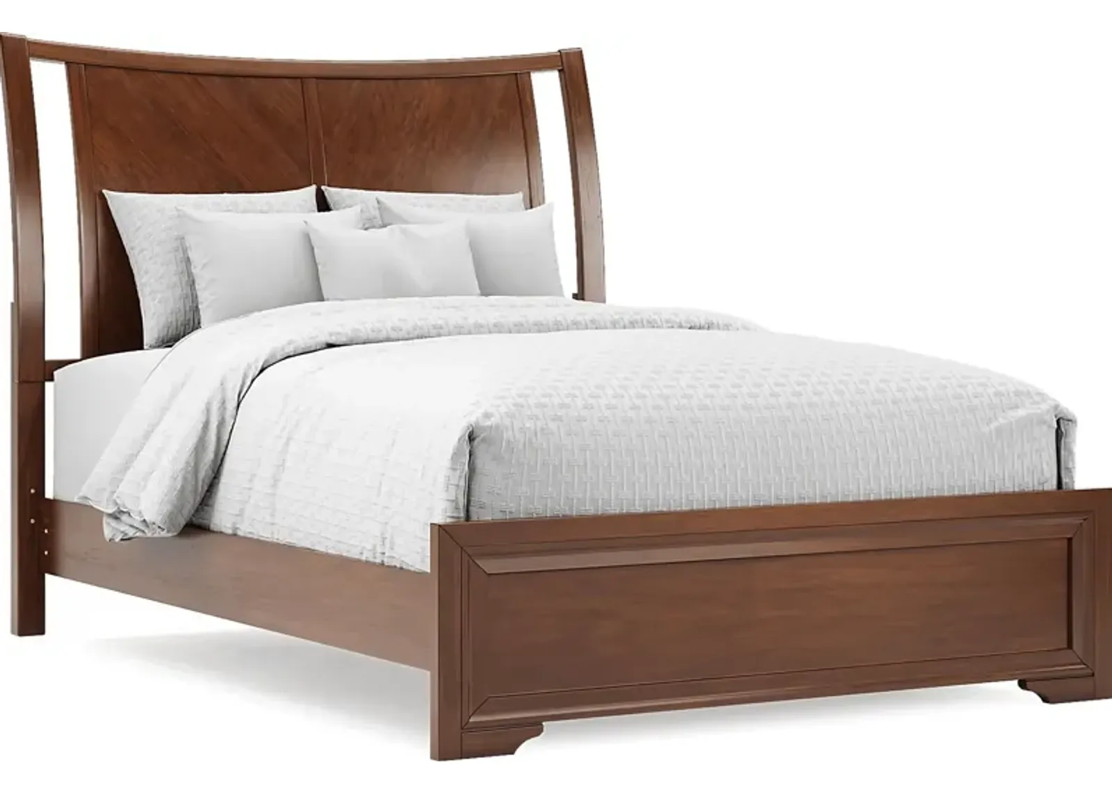 Belcourt Brown Cherry 3 Pc Queen Curved Sleigh Panel Bed