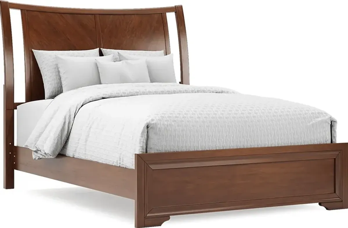 Belcourt Brown Cherry 3 Pc Queen Curved Sleigh Panel Bed