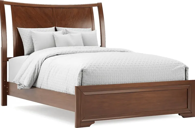 Belcourt Brown Cherry 3 Pc Queen Curved Sleigh Panel Bed