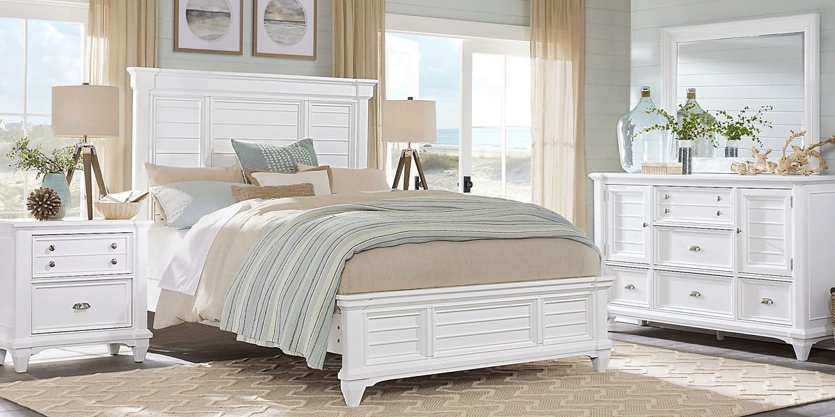 Hilton Head White 8 Pc King Panel Bedroom