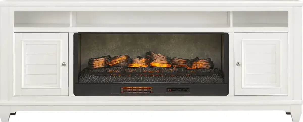 Hilton Head White 82 in. Console with Electric Log Fireplace