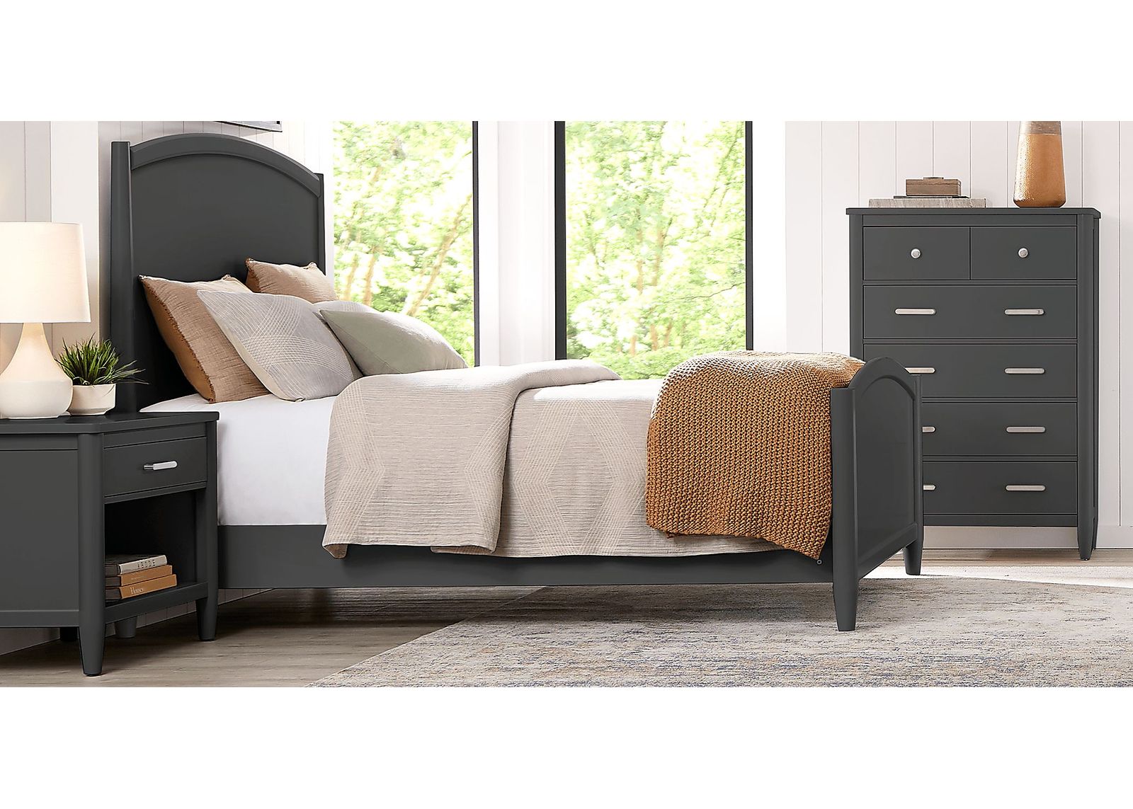 Modern Villa Iron Ore 5 Pc King Panel Bedroom