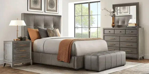 Cindy Crawford Home Kailey Park Charcoal 7 Pc Bedroom with Gray Queen Upholstered Bed