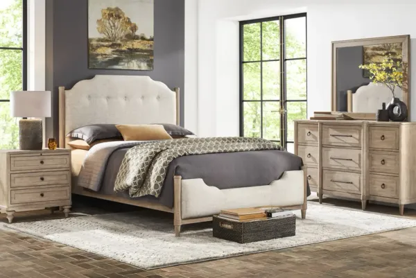 Oakwood Terrace Tan 7 Pc Queen Upholstered Bedroom