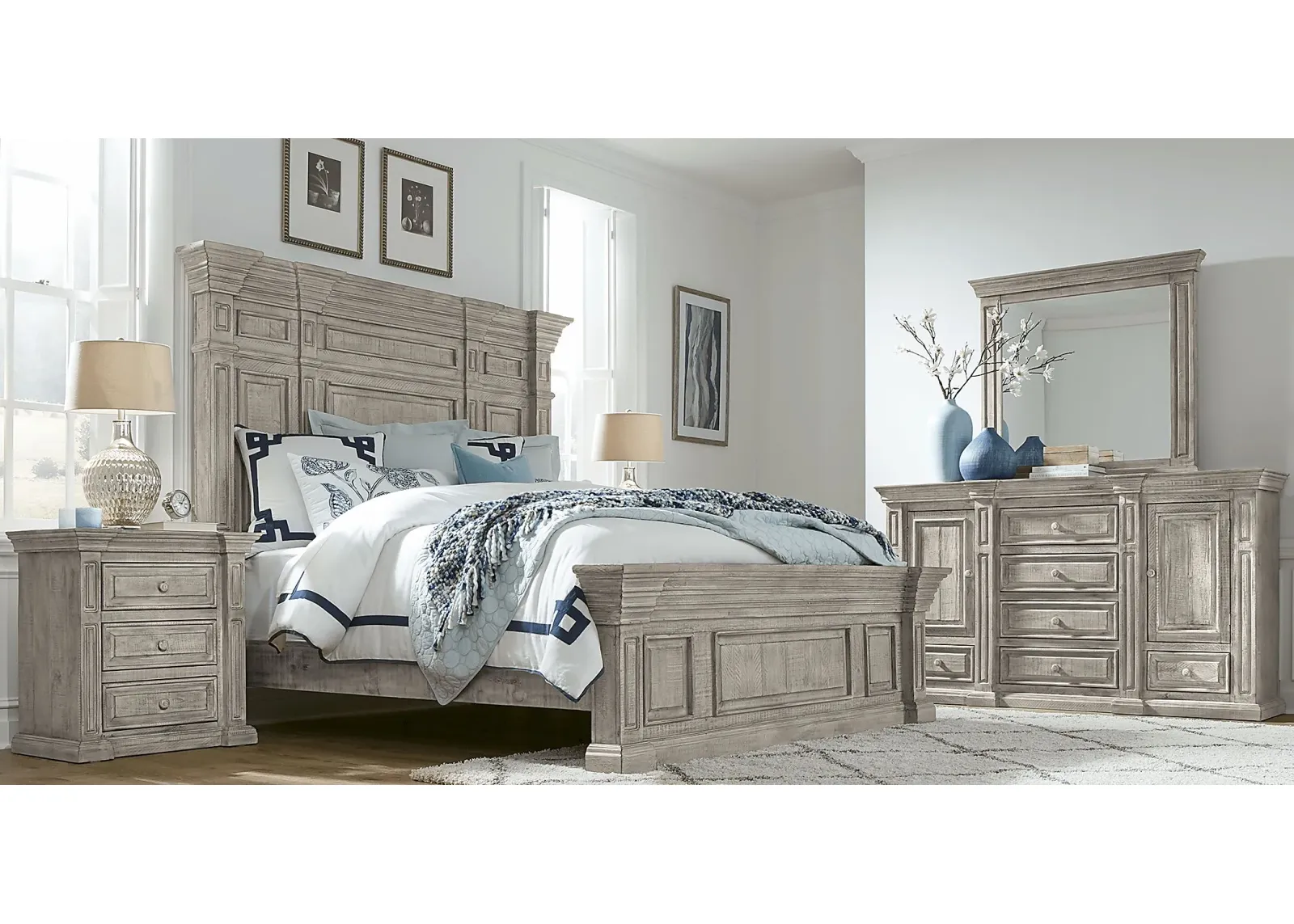 Cindy Crawford Home Pine Manor Gray 8 Pc Queen Panel Bedroom