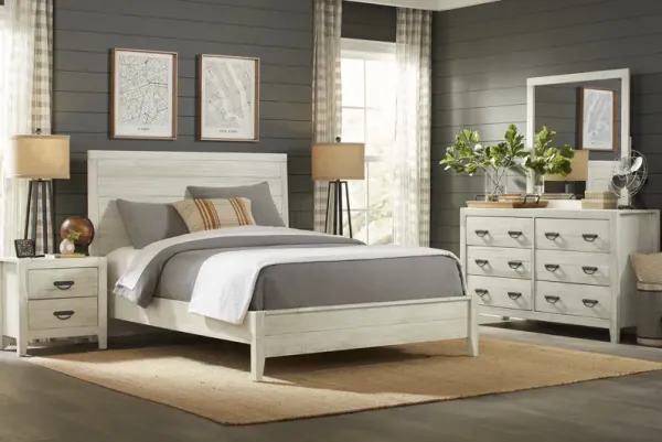 Palm Grove White 7 Pc Queen Panel Bedroom