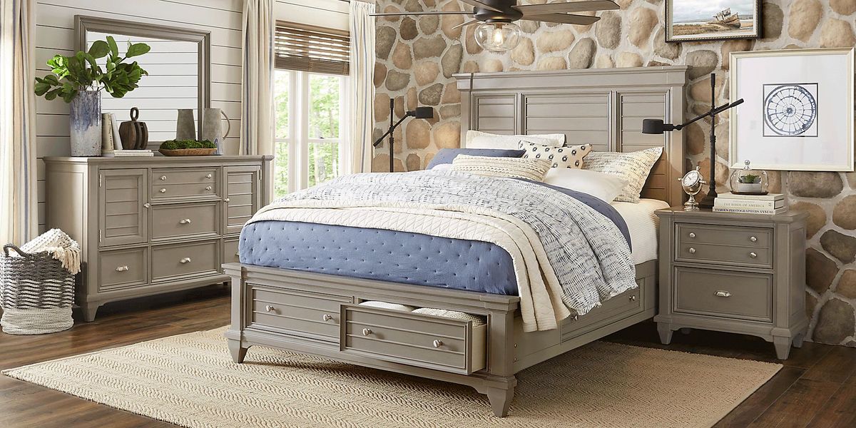 Hilton Head Gray 8 Pc King Storage Bedroom