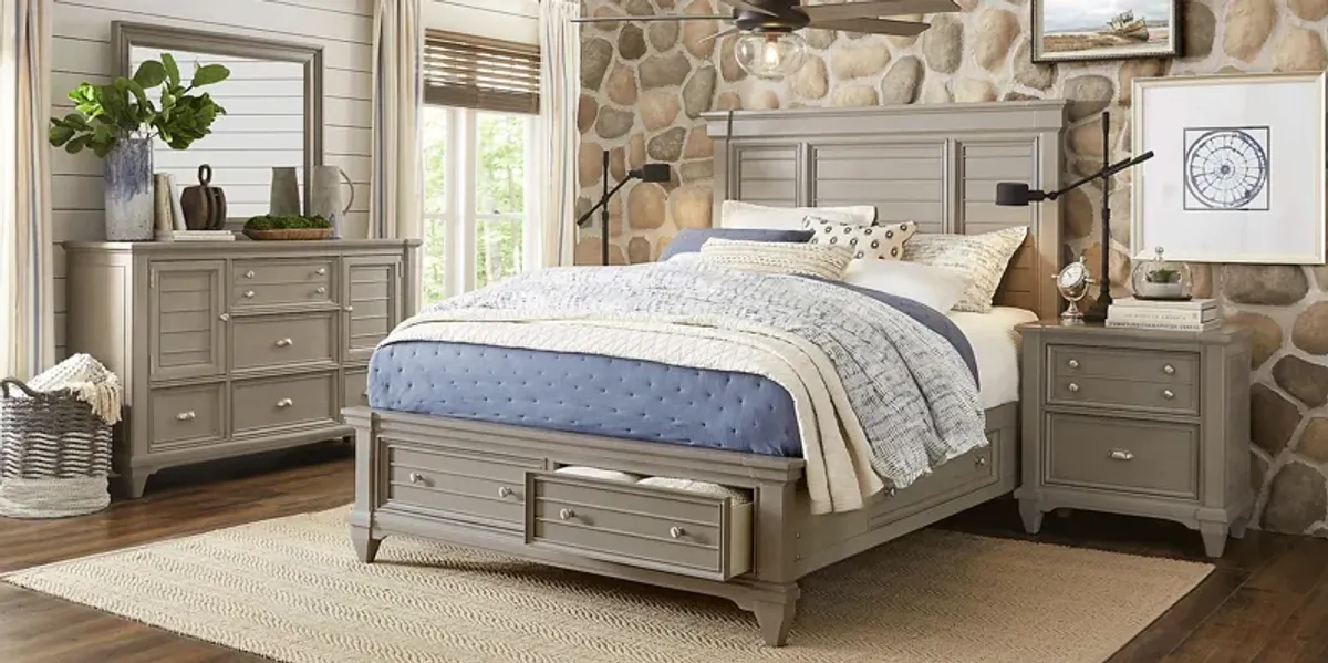 Hilton Head Gray 8 Pc King Storage Bedroom