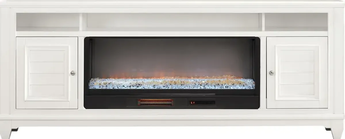 Hilton Head White 82 in. Console with Electric Fireplace