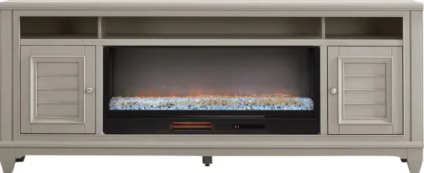 Hilton Head Gray 82 in. Console with Electric Fireplace