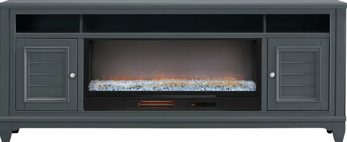 Hilton Head Graphite 82 in. Console with Electric Fireplace