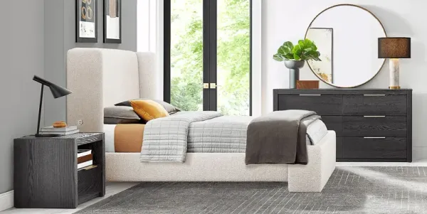 Easton Park Black 7 Pc Bedroom with Sydney White Queen Upholstered Bed