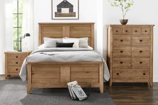 Hargrove Light Oak 5 Pc Queen Panel Bedroom