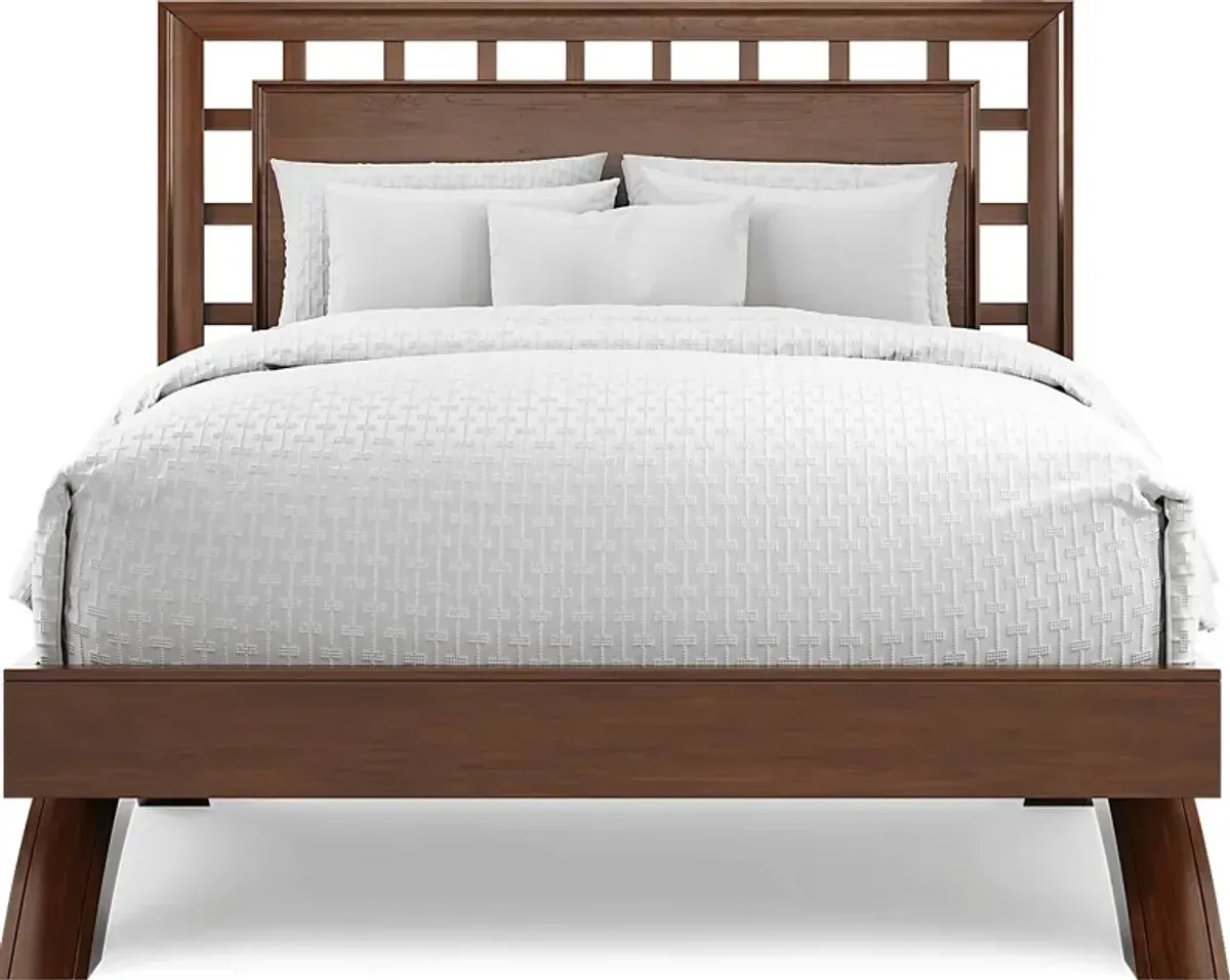 Belcourt Brown Cherry 3 Pc Queen Lattice Arch Bed