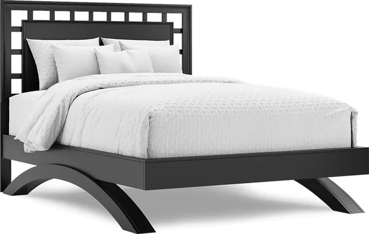 Belcourt Black 3 Pc Queen Lattice Arch Bed