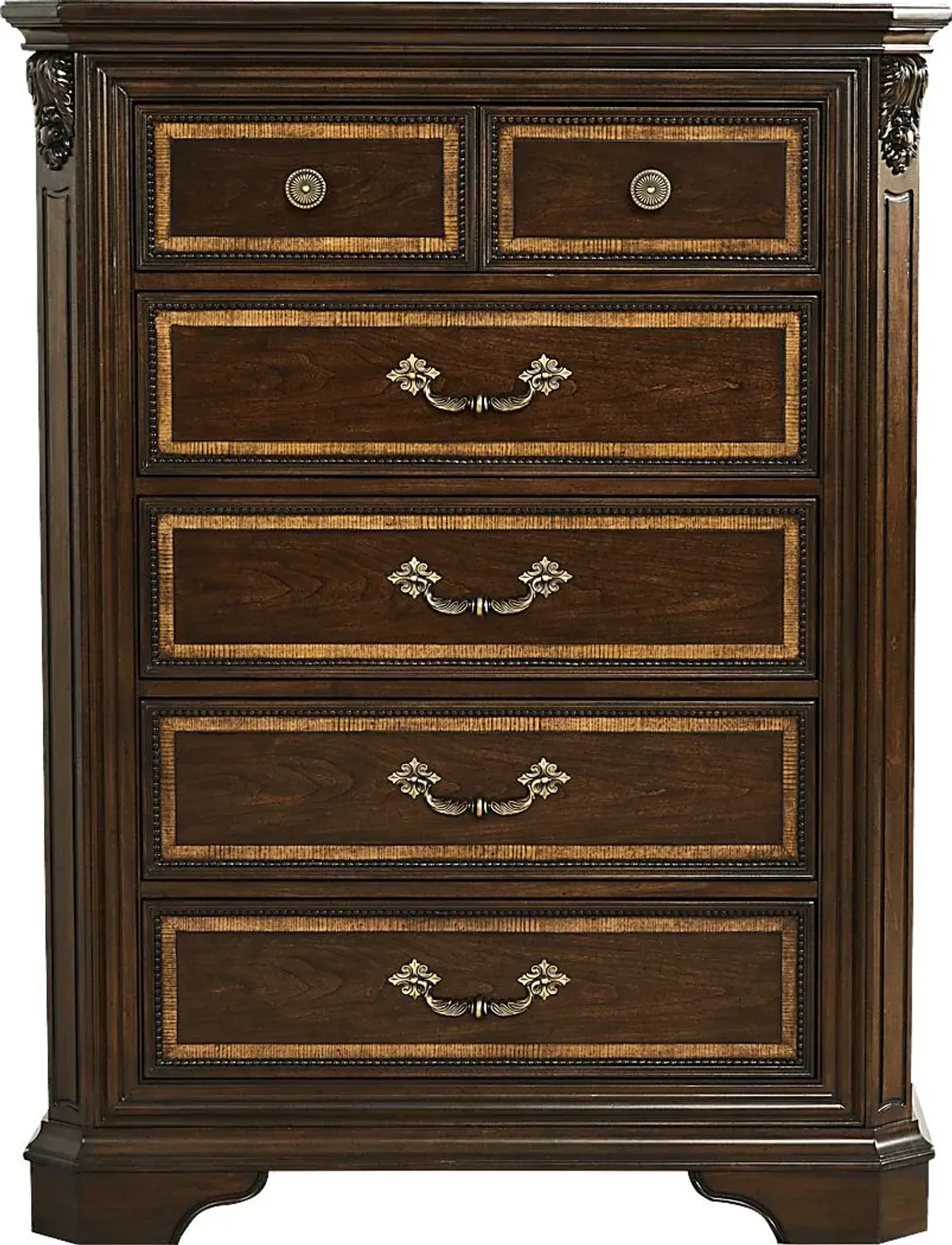 Fuller Brown Cherry 5 Pc Queen Upholstered Sleigh Bedroom