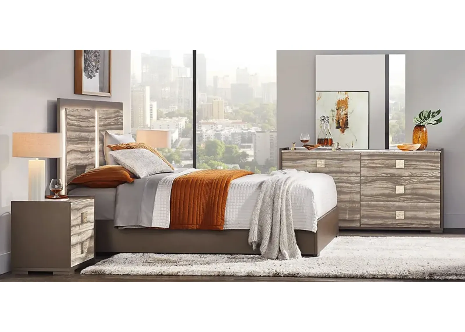 Monterosso Tan 7 Pc King Panel Bedroom