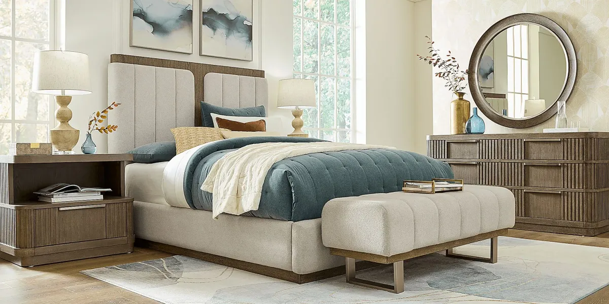 Sausalito Brown 7 Pc Queen Upholstered Bedroom