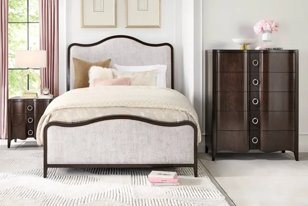 Bradbury Brown Cherry 5 Pc Queen Upholstered Bedroom