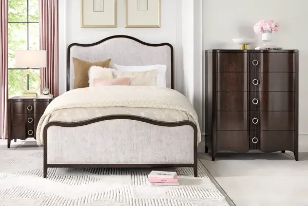 Bradbury Brown Cherry 5 Pc Queen Upholstered Bedroom