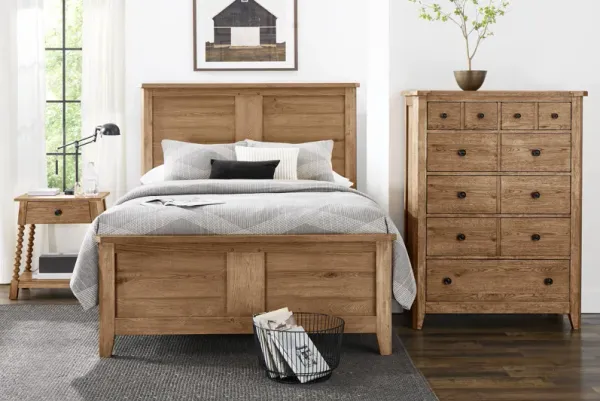 Hargrove Light Oak 5 Pc Queen Panel Bedroom