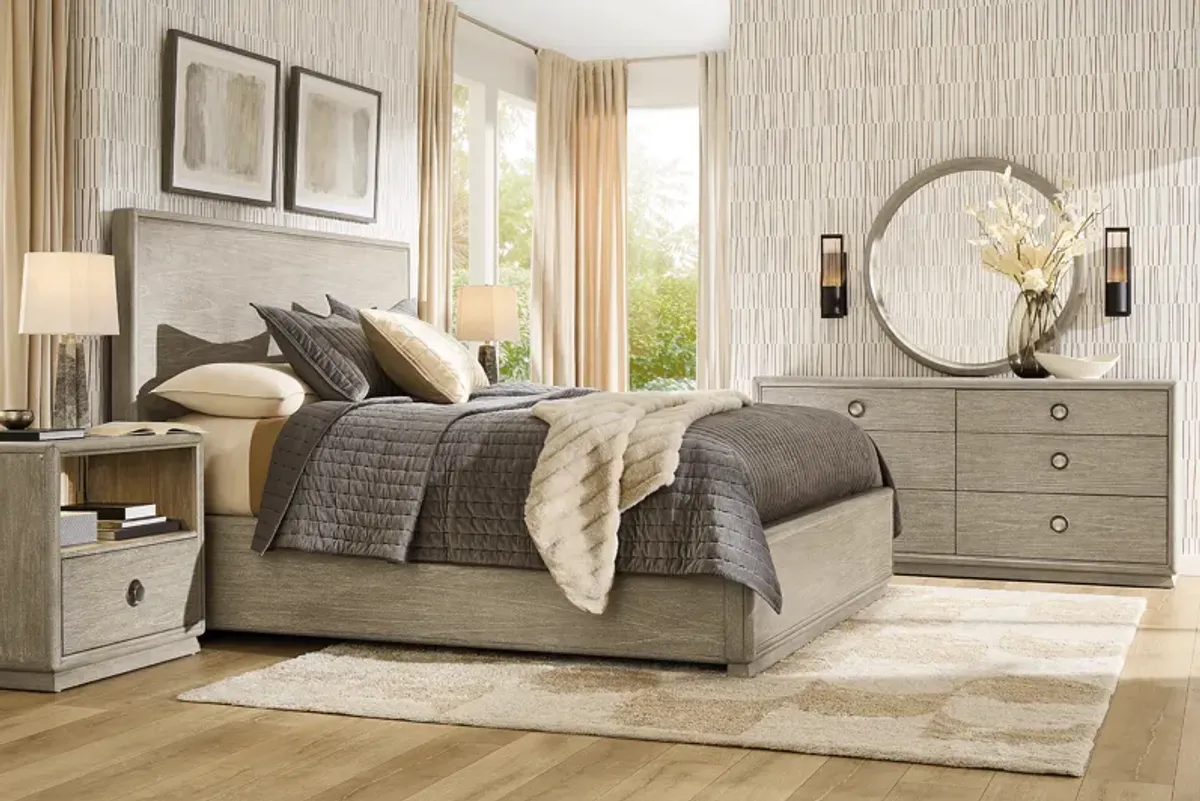 Santa Clarita Light Gray 7 Pc King Upholstered Bedroom