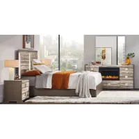 Monterosso Tan 6 Pc King Panel Bedroom with Electric Fireplace