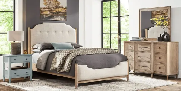 Oakwood Terrace Tan 7 Pc Queen Upholstered Bedroom