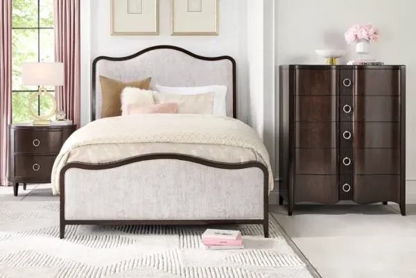 Bradbury Brown Cherry 5 Pc Queen Upholstered Bedroom