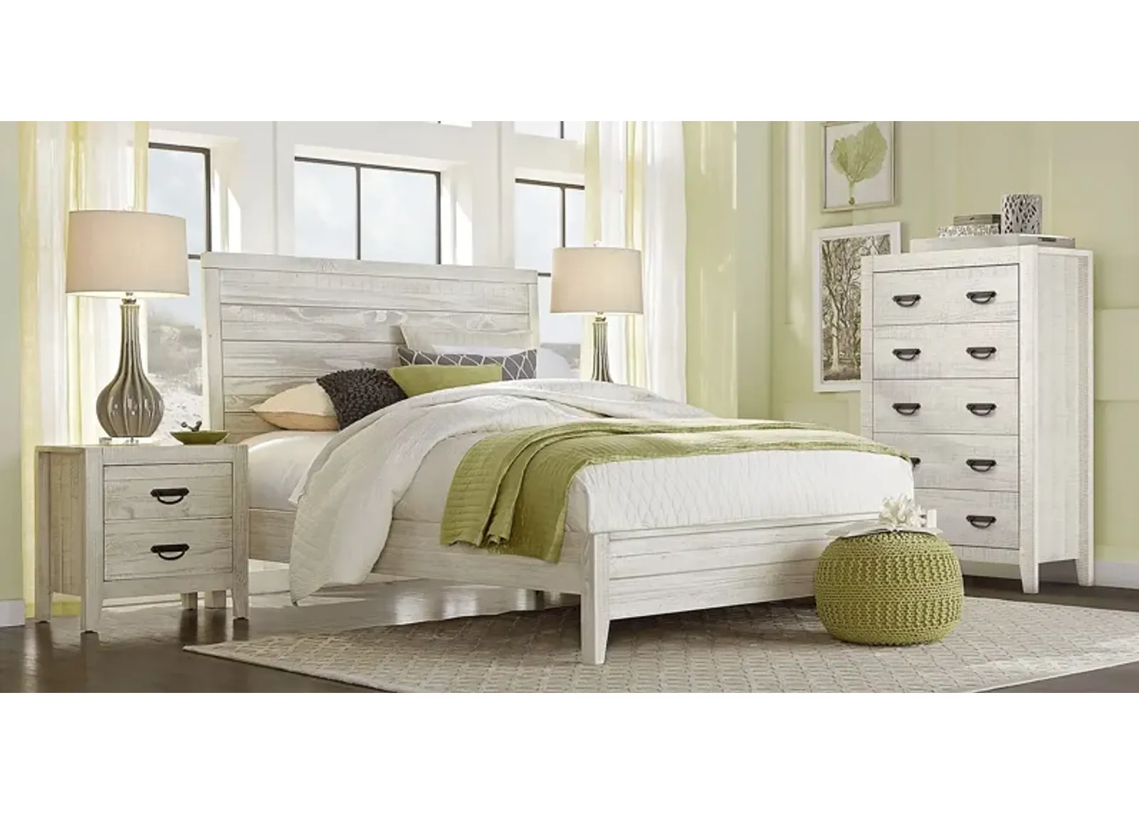 Palm Grove White 5 Pc Queen Panel Bedroom