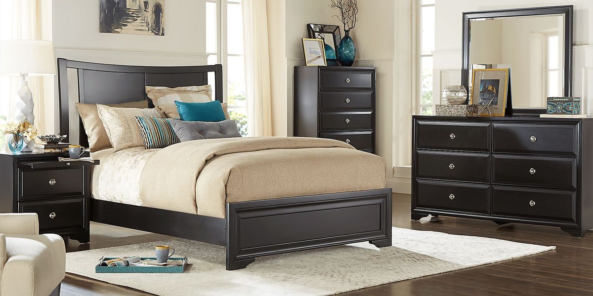 Belcourt Black 3 Pc Queen Curved Sleigh Bed