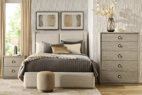 Santa Clarita Light Gray 5 Pc Queen Upholstered Bedroom