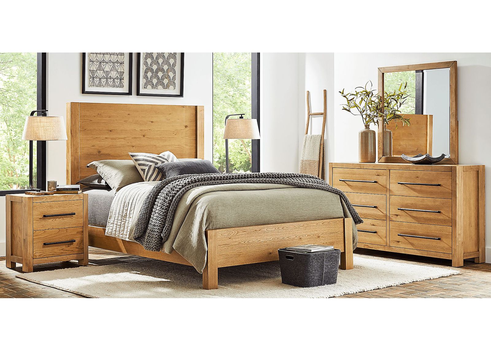 Ithaca Natural 5 Pc Queen Panel Bedroom